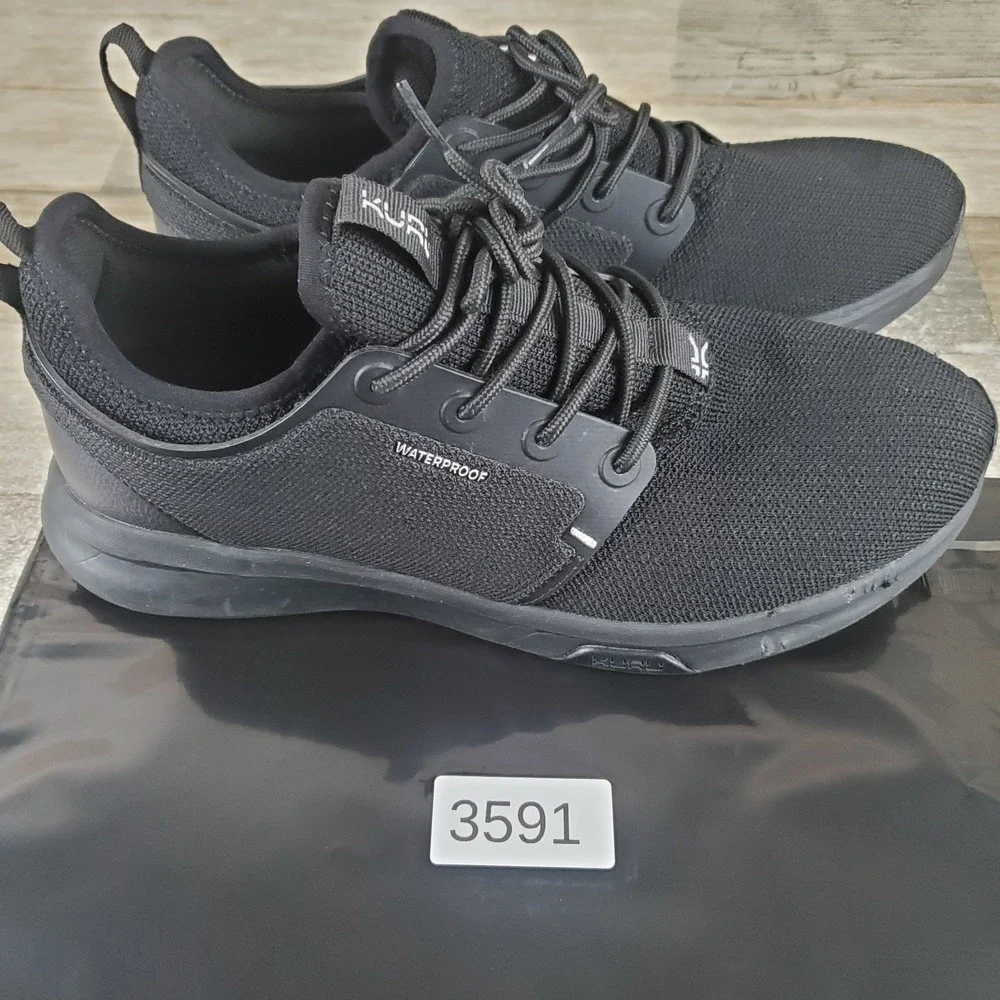 Kuru Atom Mens Shoes‎ Sz 9.5 Athletic Running Jet Black Mesh Lace Up Sneakers